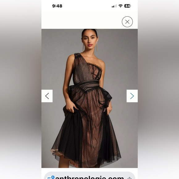 Anthropologie Dresses & Skirts - Anthropologie Elegant vintage style Black and Brown One-Shoulder Dress